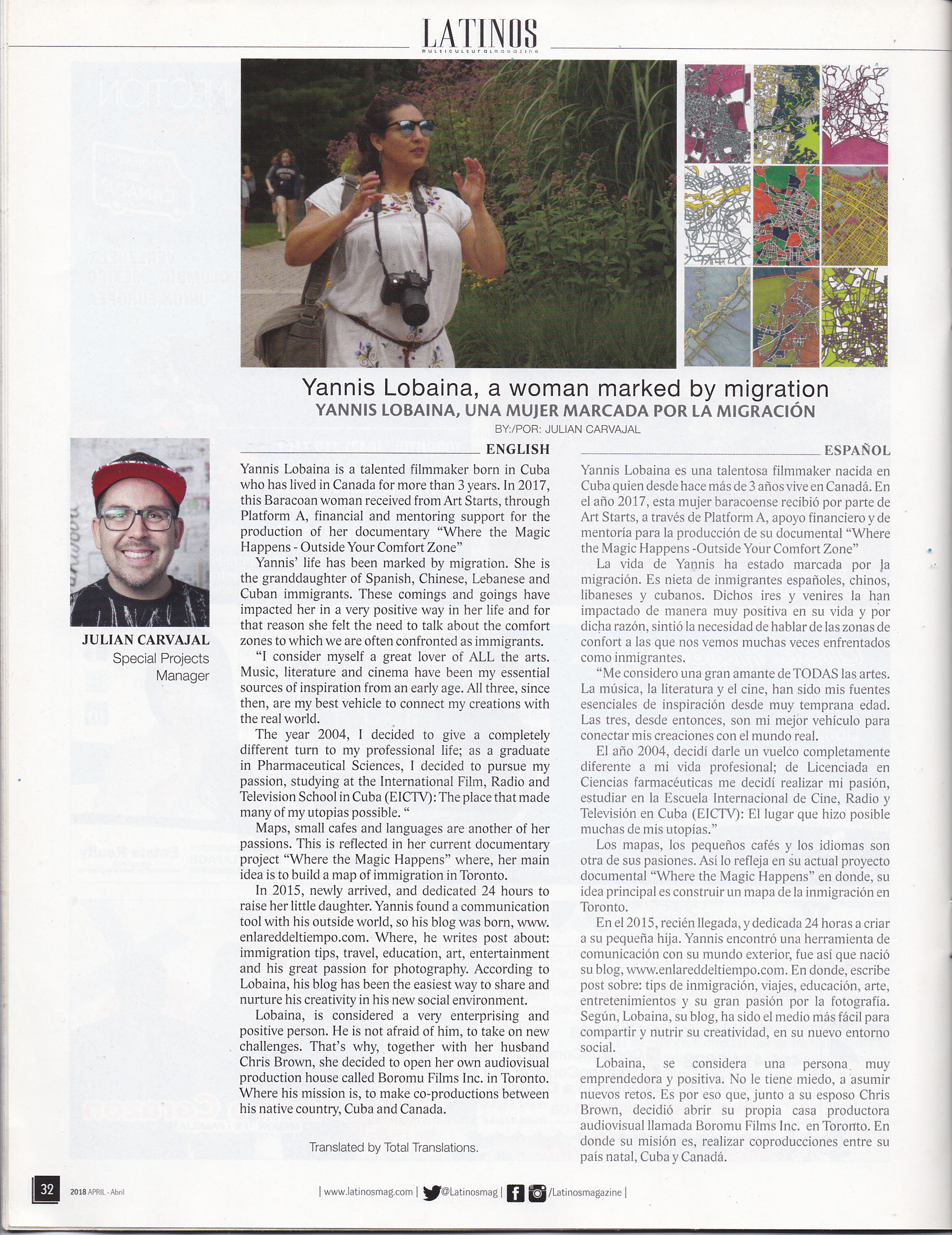 Entrevista  por  JulianCarvajal en Latinos Magazine. 