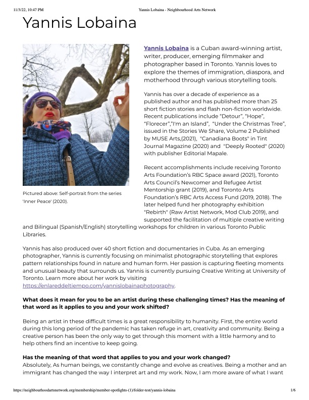 INTERVIEW BY ARTIST Eva Hellreich. 